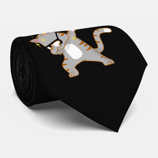 Cravate Cool Moderne Hipster Grey Chat (Roulé)