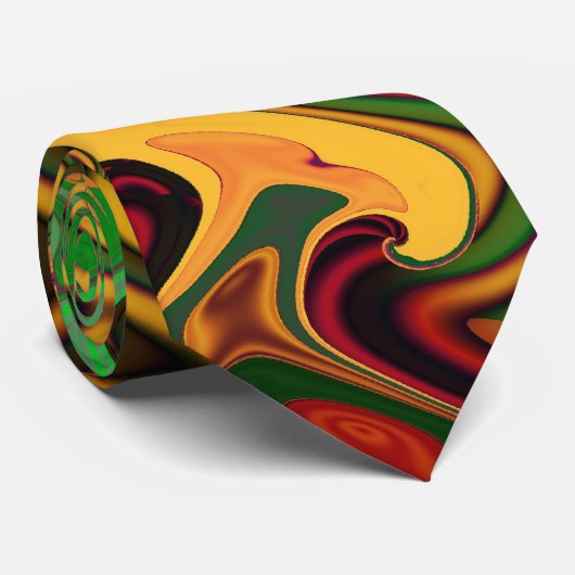 Cravate Cool multicolore Art Abstrait fin fractal (Roulé)