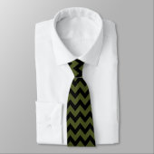 Cravate Cool noir armée vert rétro Chevron motif (Attaché)