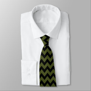 Cravate Cool noir armée vert rétro Chevron motif