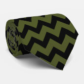 Cravate Cool noir armée vert rétro Chevron motif (Roulé)