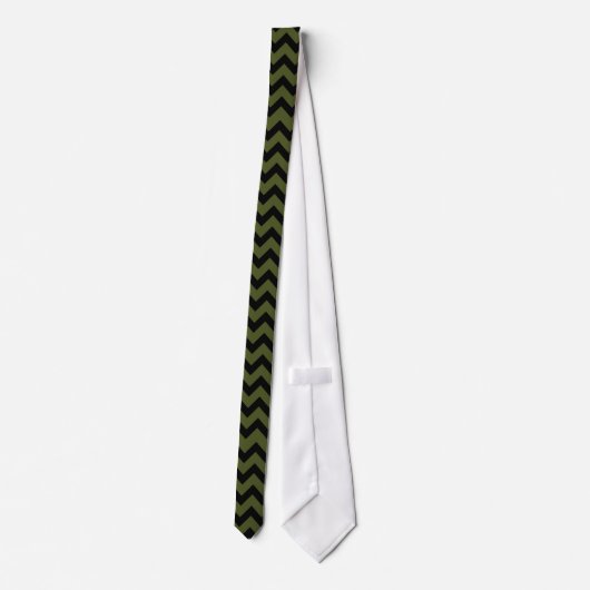 Cravate Cool noir armée vert rétro Chevron motif (Dos)