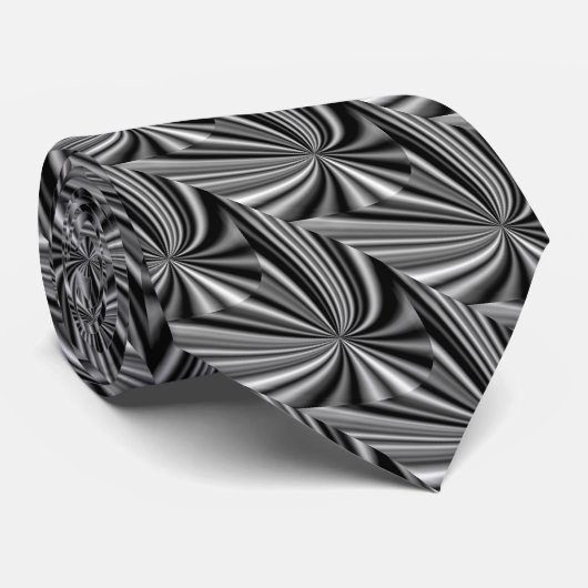 Cravate Cool noir blanc argent Motif unique (Roulé)