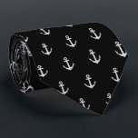 Cravate Cool noir et blanc petit ancre nautique motif<br><div class="desc">Cool noir et blanc petit cravate motif d'ancre nautique. Elégante idée cadeau d'anniversaire ou de Fête des pères pour les hommes. Accessoires de vêtements personnalisés pour lui. Design élégant avec icône d'ancre de navire. Un cadeau maritime amusant pour marin, capitaine de bateau, pêcheur, pêcheur, père skipper, oncle, père, frère, fils,...</div>