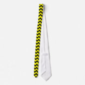 Cravate Cool Noir et néon clair jaune motif Chevron (Dos)