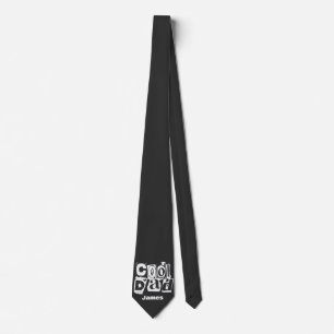 Cravate Cool Papa Funny Typographie noir et blanc