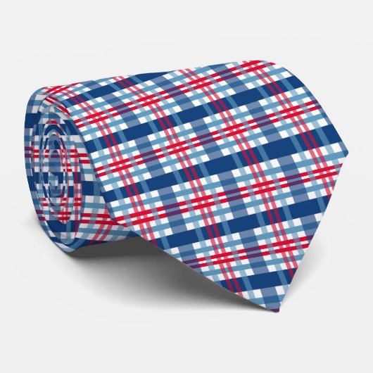 Cravate cool Patriotique rouge blanc bleu plaid (Roulé)