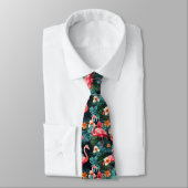 Cravate Cool plage rose flamingo carrelé (Attaché)