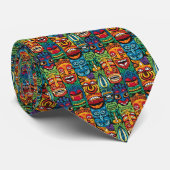 Cravate Cool plage tiki tête motif carrelée (Roulé)