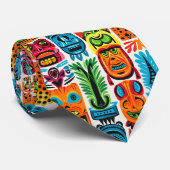 Cravate Cool plage tiki tête motif carrelée (Roulé)