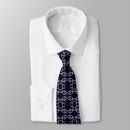 Cravate Cool Retro Navy et Motif blanc (Attaché)