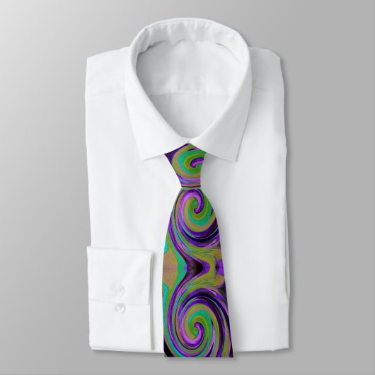 Cravate Cool Retro Purple et Chartreuse Liquid Art Swirl (Attaché)