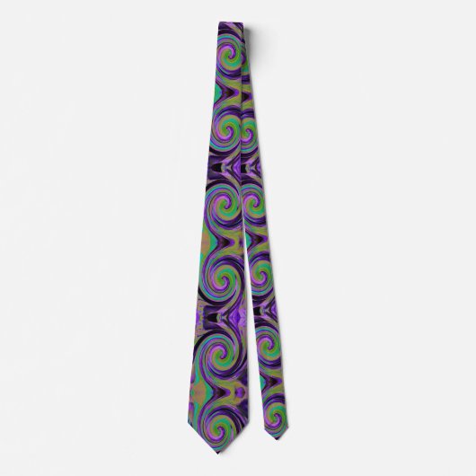 Cravate Cool Retro Purple et Chartreuse Liquid Art Swirl (Devant)