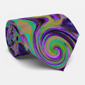 Cravate Cool Retro Purple et Chartreuse Liquid Art Swirl (Roulé)