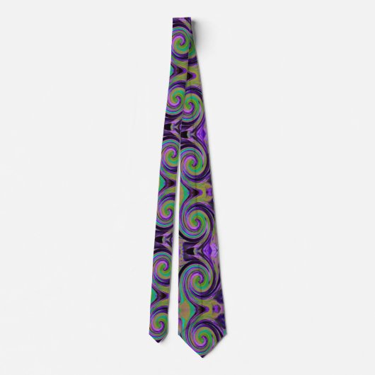 Cravate Cool Retro Purple et Chartreuse Liquid Art Swirl (Dos)