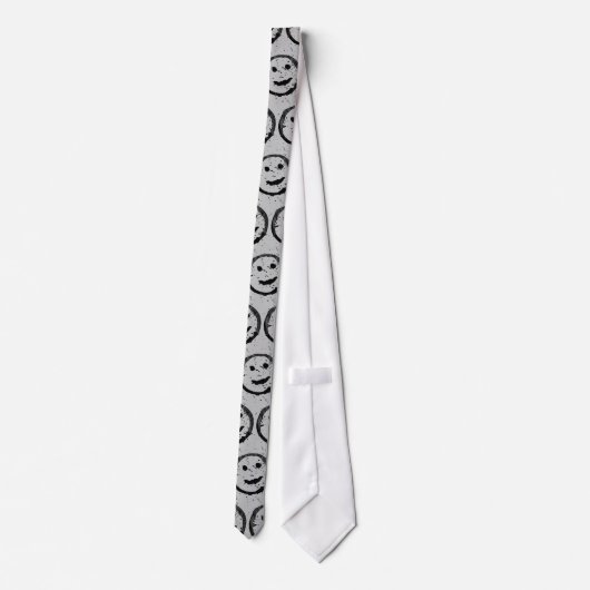 Cravate Cool Sardé Joyeux visage souriant motif gris clair (Dos)