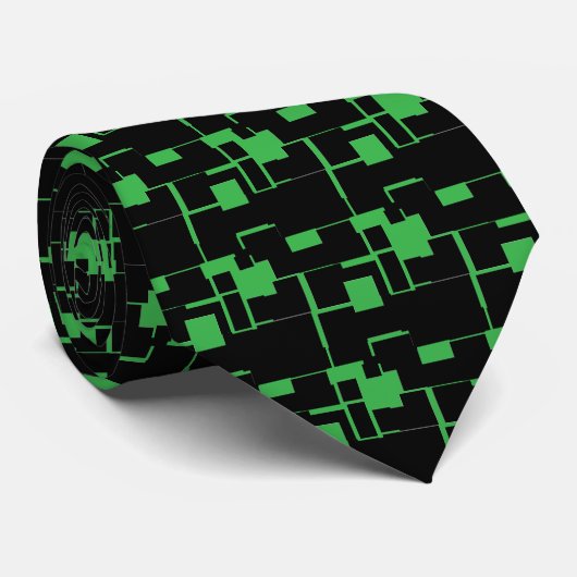 Cravate Cool tendance Noir/Motif vert (Roulé)