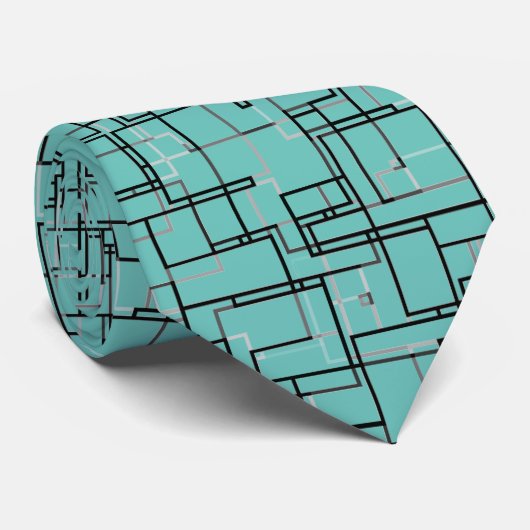 Cravate Cool Turquoise clair Motif moderne tendance (Roulé)