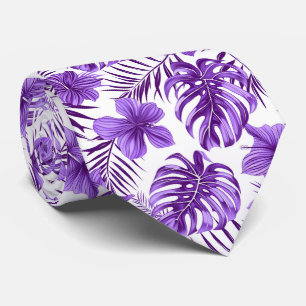 Cravate Cool violet blanc tropical floral