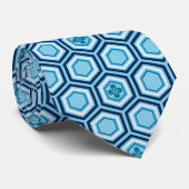 Cravate Copie, marine et bleu-clair hexagonaux de kimono (Roulé)