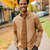 Cravate Coptic embroidery pattern - Orange leaves