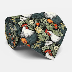 Cravate Coq dans le Jardin Vert William Morris Style