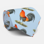 Cravate Coq de combat bleu rouge (Roulé)