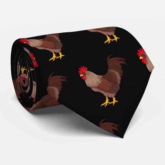 Cravate coq de ferme en noir (Roulé)