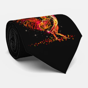 Cravate Coq de feu. Flamme animal étincelant design cool