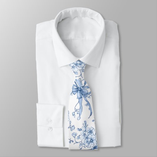 Cravate Coquette bleu moyen et blanc  (Attaché)