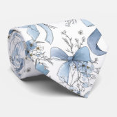 Cravate Coquette bleu moyen et blanc  (Roulé)