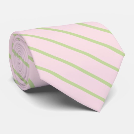 Cravate Coquette Préparation Chic Pastel Vert Et Rose Rayu (Roulé)