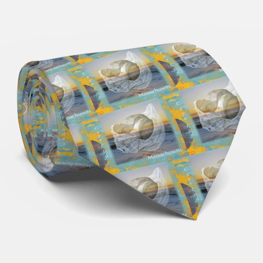 Cravate Coquillage et surf - Cape Cod le Massachusetts (Roulé)