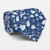 Cravate Coquillage vert turquoise d'étoiles de mer et vie (Roulé)