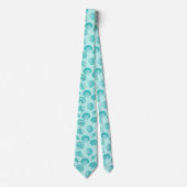 Cravate Coquillages - aqua mol et blanc (Devant)
