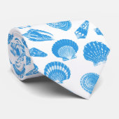 Cravate Coquillages - Cerulean bleu et blanc (Roulé)
