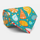 Cravate Coquillages de caricature avec sable et ornement d (Roulé)