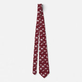 Cravate Coquillages et algues à Maroon et Blanc (Dos)
