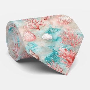 Cravate Coquillages et Motif de Vagues Océaniques (11)