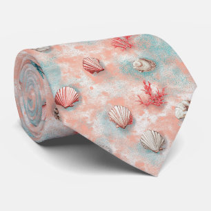 Cravate Coquillages et Motif de Vagues Océaniques (16)