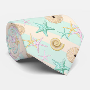 Cravate Coquillages Retro Pastel Sea Life