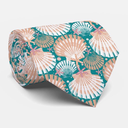 Cravate Coquillages verts (Roulé)