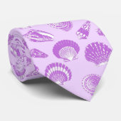 Cravate Coquillages - violet et blanc (Roulé)