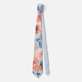 Cravate Corail et bleu Dusty Mariage Floral (Devant)