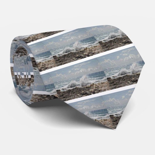 Cravate Corail et vagues (Roulé)