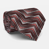 Cravate Corail, gris, motif brun zigzag. (Roulé)
