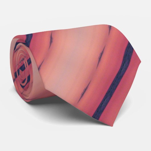 Cravate Corail rose et noir (Roulé)