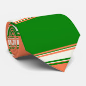 Cravate Corail vert et ivoire à rayures horizontales (Roulé)