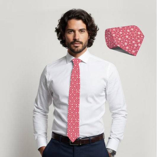 Cravate Coral Blush Hexagon & Charcoal Triangle Tie