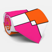 Cravate Coral rose Orange blanc Carrés (Roulé)